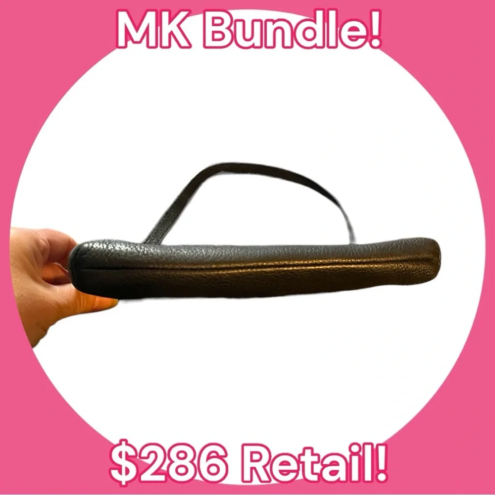 BUNDLE! Michael Kors Black Leather Full Zip Continental Wallet and Small Purse - Picture 5 of 16